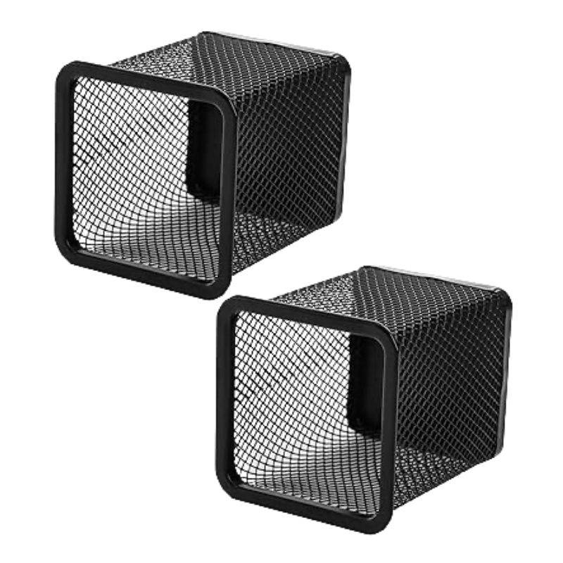 TEMU 2pcs Black Square Pen Holder Pencil Holder Metal Pen Holder Cup Pencil Holder For Desk Pencil Organizer For Desk