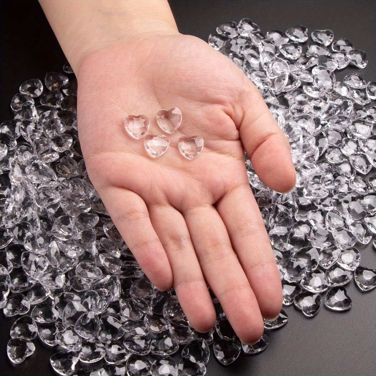 E-shop 170 funkelnde herzförmige Diamant-Kristallvasenfüllungen - 12mm glitzernde Streu-Edelsteine, ideal für DIY Weihnachtsgeschenke, Hochzeits- und