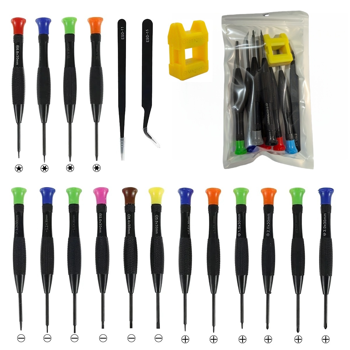19pcs Magnetic Screwdriver Kit, Compact Multi-functional Micro Cross Screwdrivers Designed For Repairing Watches, Eyeglasses, And Phones, Ideal Hand Tools