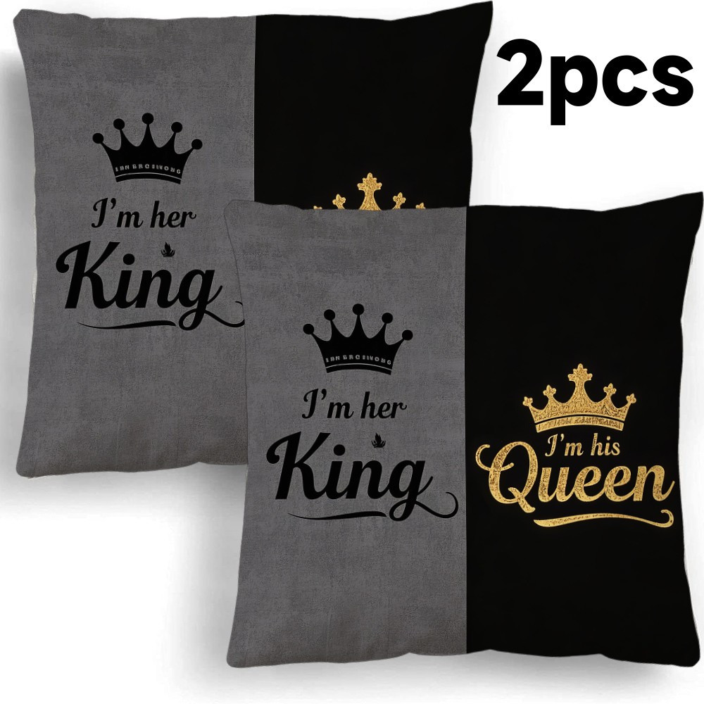 TEMU 2pcs Throw Pillow Covers - Soft Polyester, Zipper Closure, Black With Golden Lettering, Sofa, Living Room, Bedroom Decor (pillow Inserts Not Included), Decorative Pillow