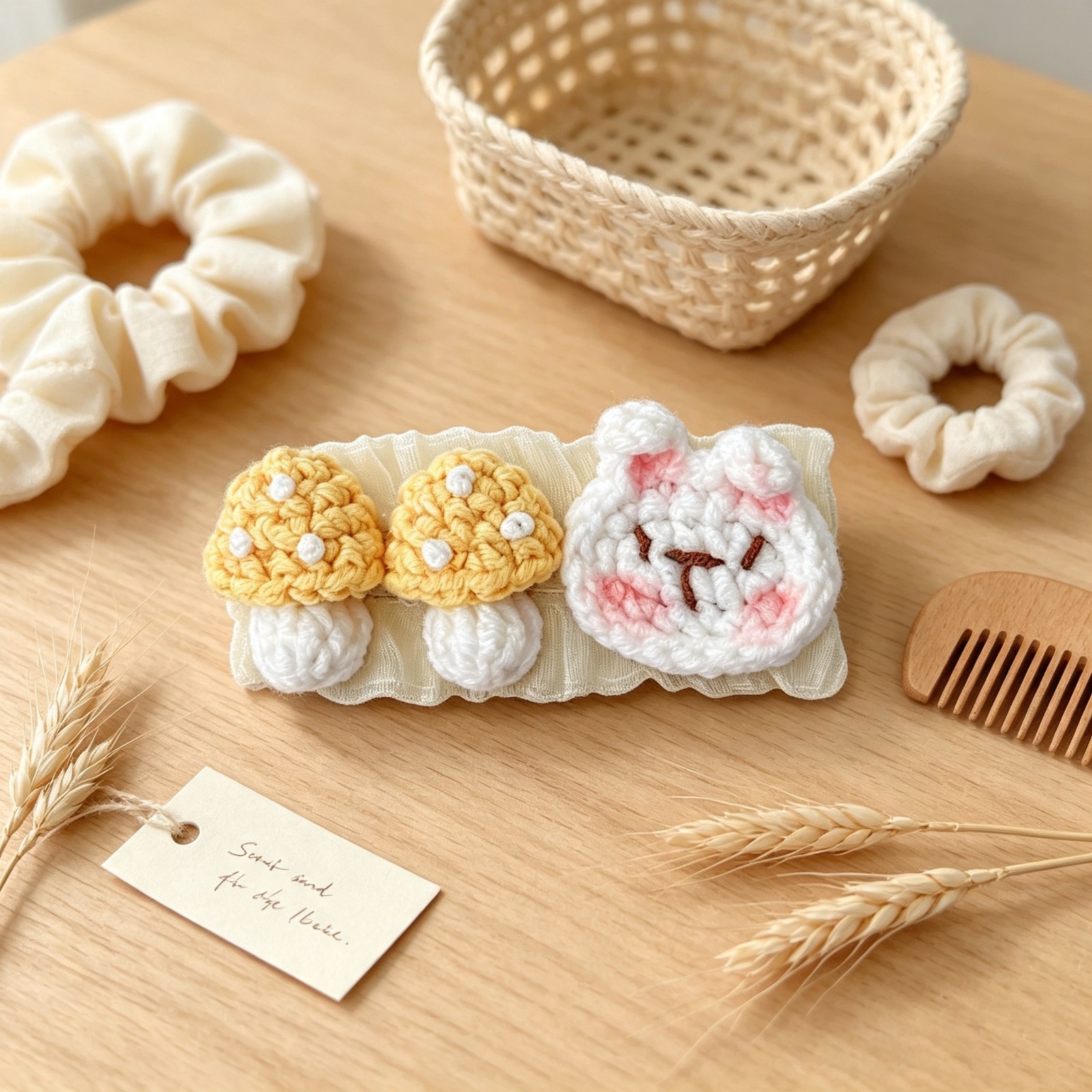 handmade crochet rabbit shaped mushroom shaped hair clips - Temu