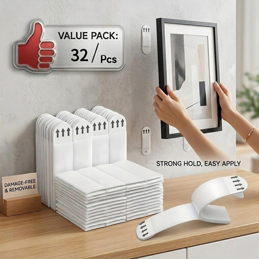 TEMU 32/4 piezas de ganchos de pared impermeables de resistencia sin necesidad de taladrar con adhesivo removible, adecuados para paneles de yeso y