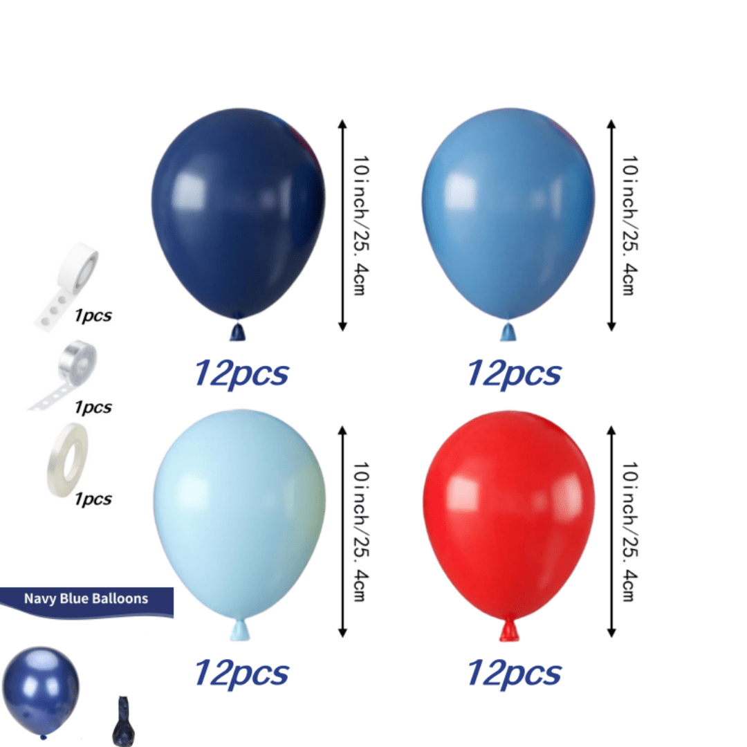 Image of And Decoration Set -- Navy Blue Light Blue And Red Latex Balloons, Perfect For Labor Day Decoration, Sailing Baseball Party Decoration, Birthday Decoration, Day Decoration, For Halloween, Christmas