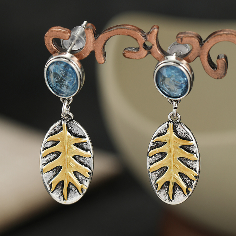 Vintage Relief Leaf Earrings