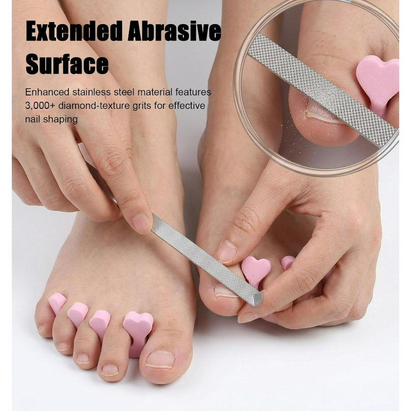 4pcs Stainless Steel Double-Sided Nail Files, Durable Tools