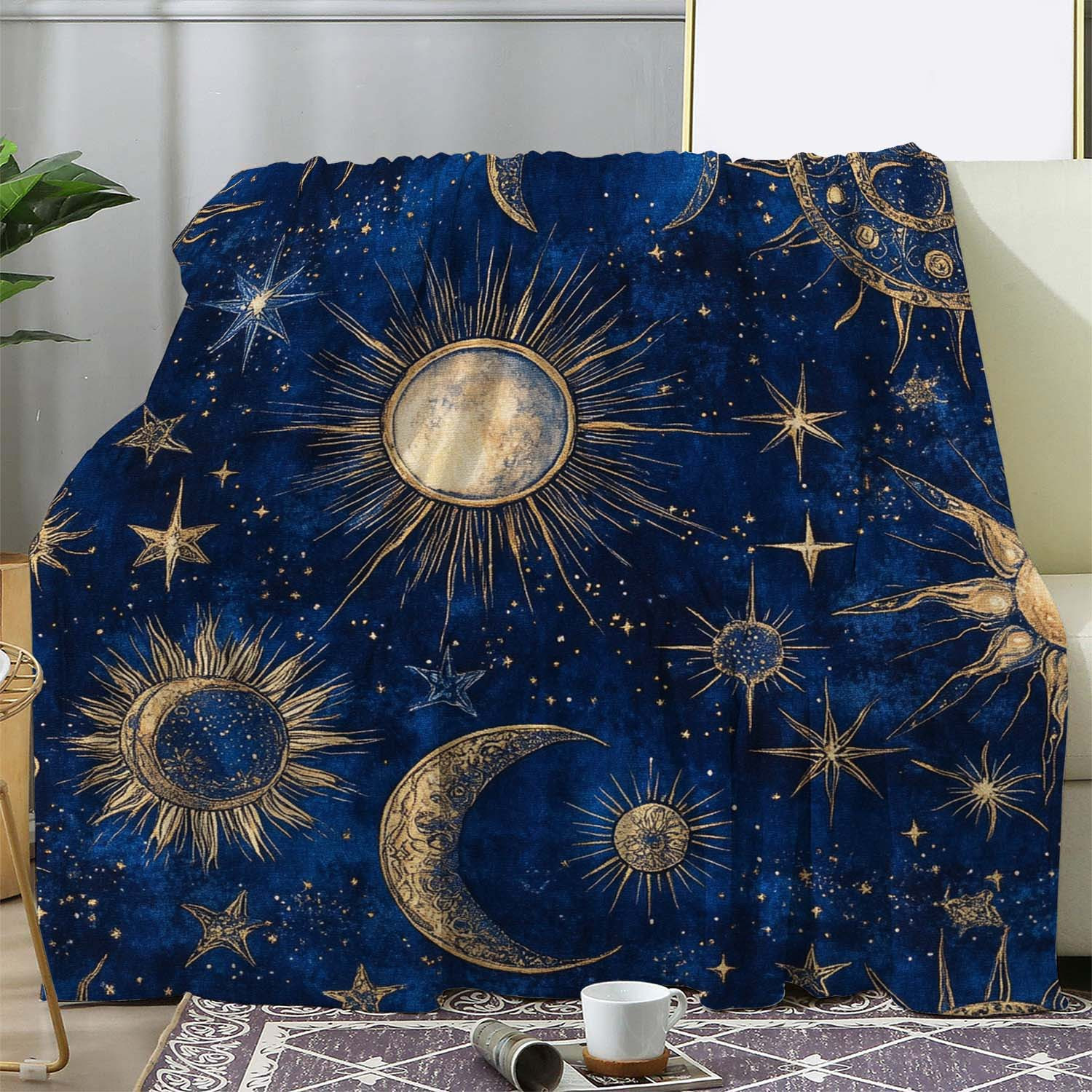 eine decke vintage druck sonne sternen mond warm weich Temu Germany