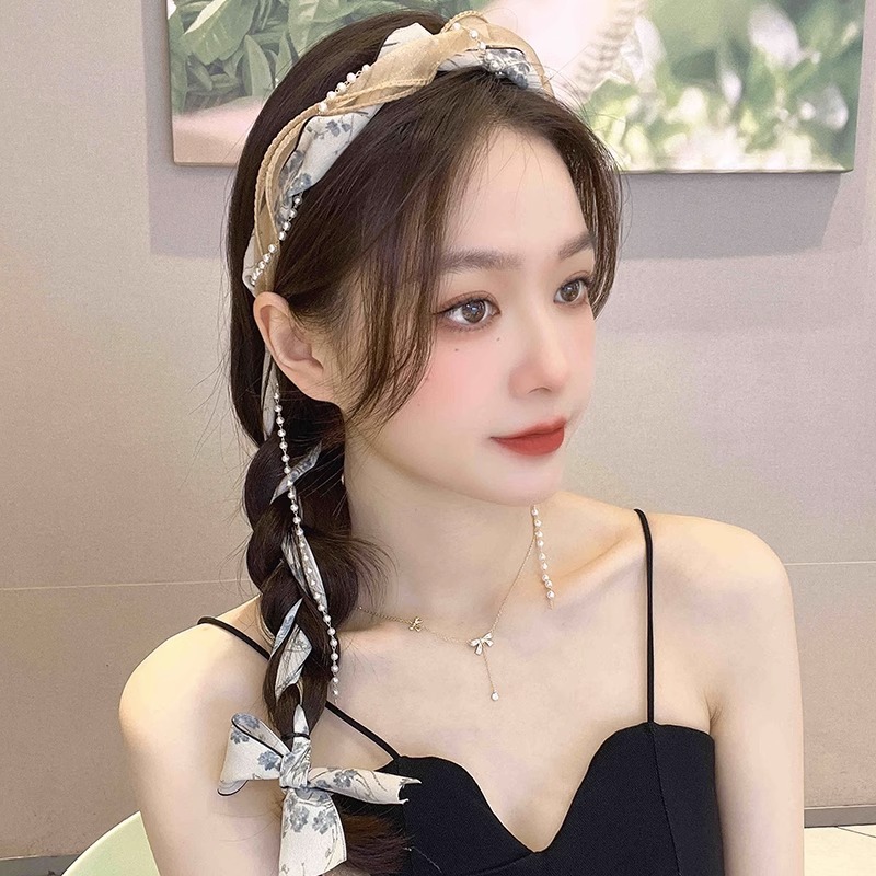 TEMU 【商品名】ト タッセル 編み込み ヘッドバンド - レディース オールインワン ヘアゴム ヘッドバンド、ソフト ポリエステル ヘアアクセサリー、花柄とリボン デザイン、夏の普段使い、パーティー、結婚式、パーティーヘッドバンドに最適|シックなヘア|繊細なディテ...