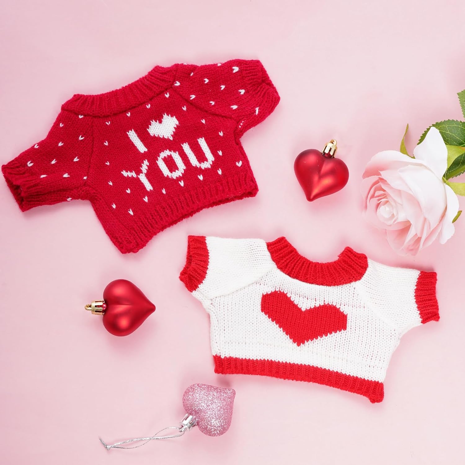 4pcs Small Animal Sweaters Suitable for Guinea, Hamsters, Ferrets - Cozy Winter Clothes with Soft Warm Outfits for Christmas & Valentine's Day Pet Costumes (Dressing Up) - Image 3