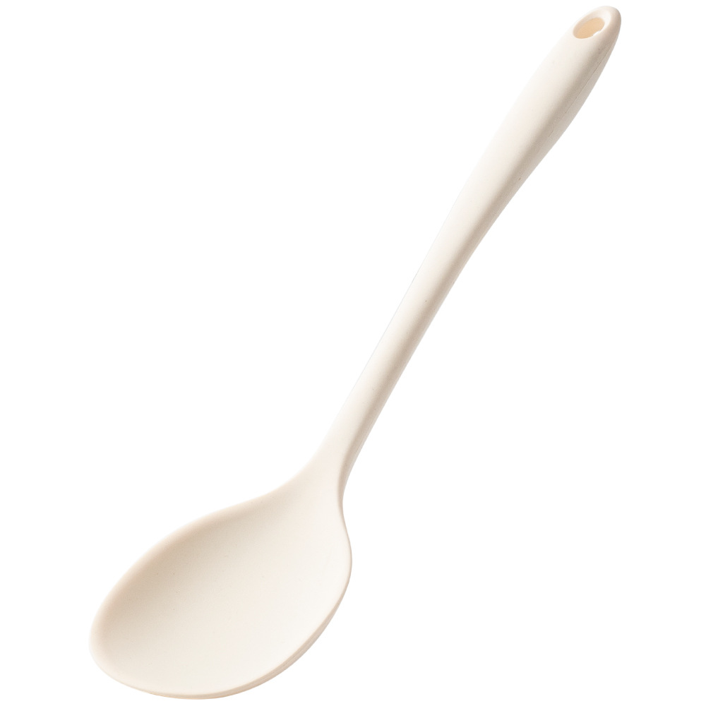 TEMU 1pc Large Silicone Soup Spoon With Curved Handle, Heat Resistant Flexible Round Ladle, Non-scratch Easy Clean Multi-use Kitchen Cooking Utensil