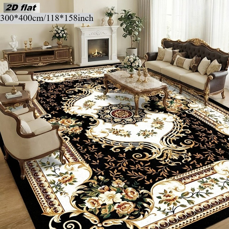 TEMU Velvet Classic Persian Room Area Rug, Washable Velvet Carpet, Suitable For Living Room, Bedroom, Office, Dining Room, Kitchen, Balcony, Laundry