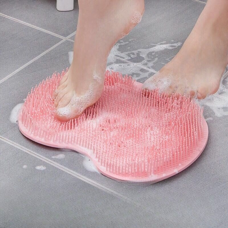 

1pc Pink Non-slip Shower Foot Scrubber & Massager With Exfoliating Pad - Enhances Circulation & Cleans Feet, Fragrance-free Bathroom Accessory