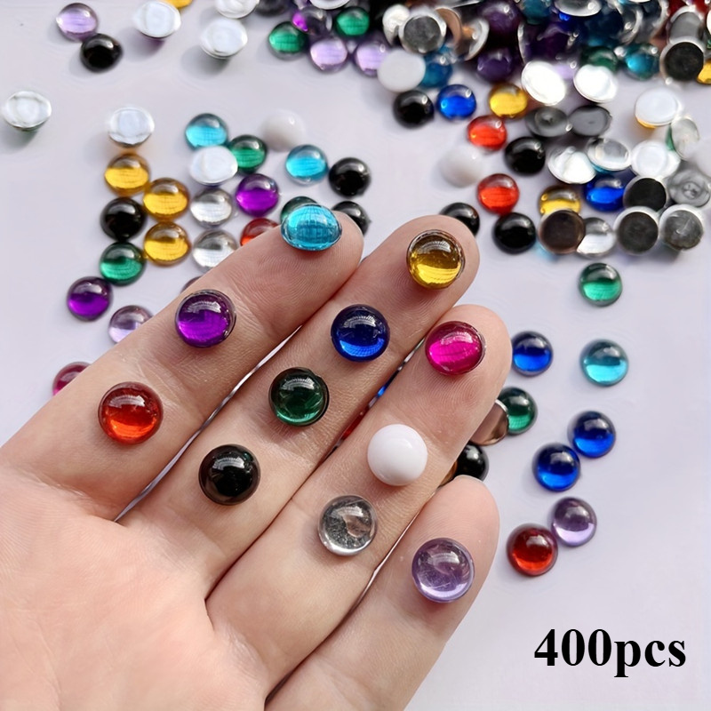 TEMU 2D Plat, 400 stuks 6cm/0.24in Willekeurig Gemengde Kleurrijke Halfronde Platrug DIY Sieraden Haaraccessoires Decoratie Strass Handgemaakte
