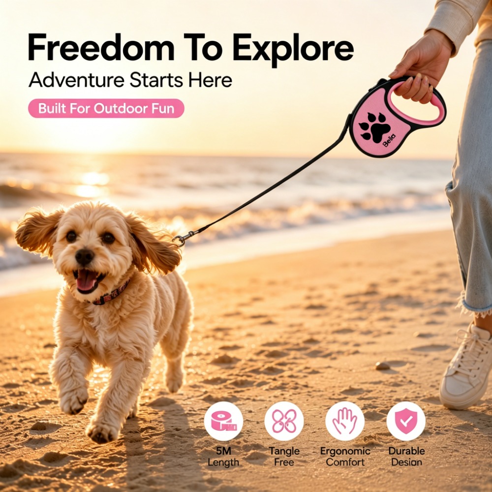 Customizable Extendable Dog Leash with Anti-Tangling Design