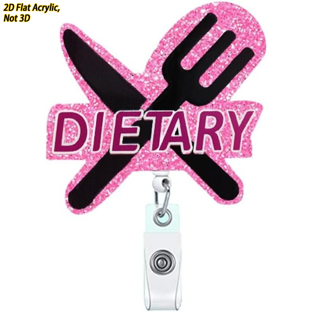 TEMU 2d 2d Fun Food-themed Badge Reel Clip For Nurses, Teachers, Caregivers, And Doctors - Retractable Acrylic Badge Reel With Cute Sparkling Nurse