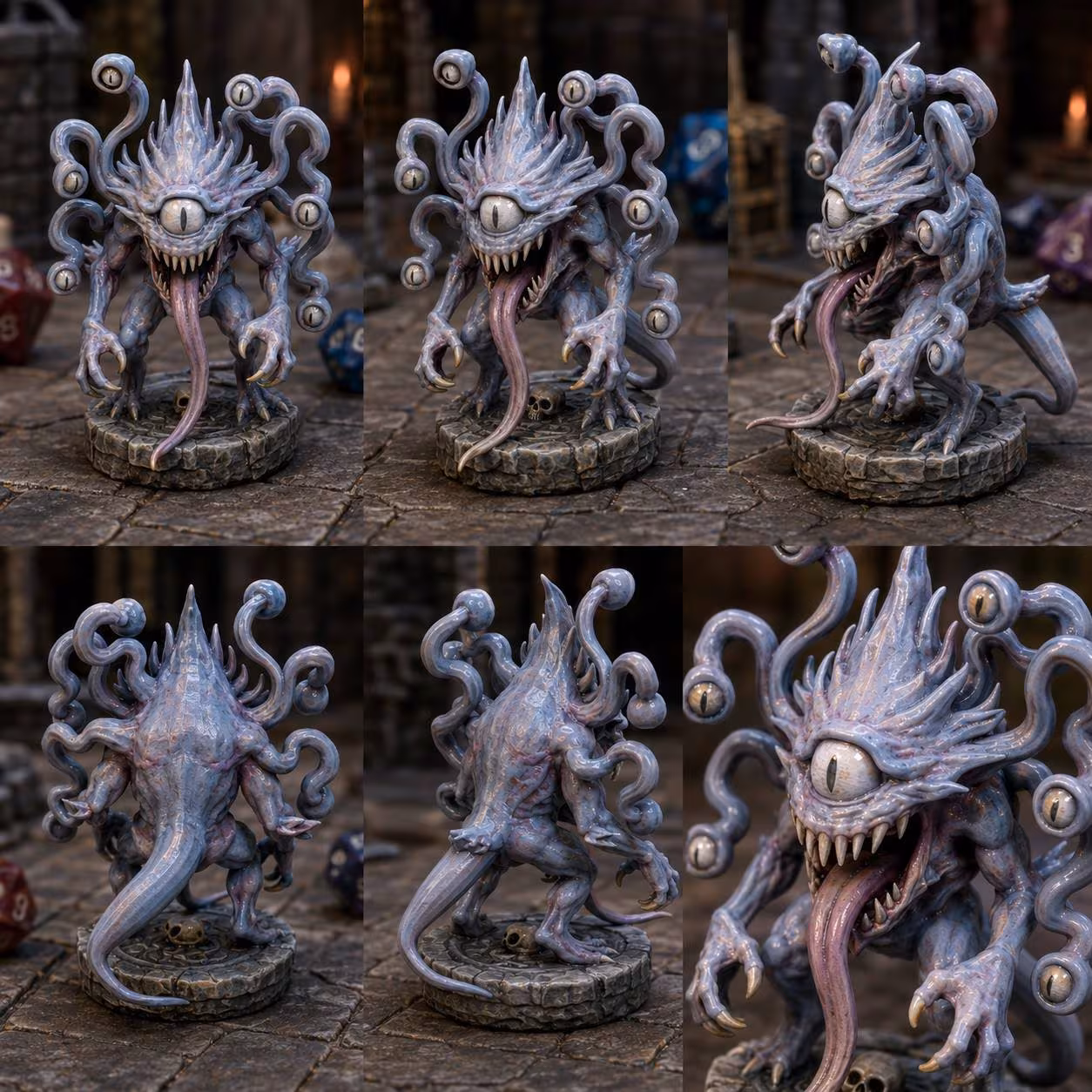a 6cm single tentacle horror miniature detailed fantasy monster statue of tentacled demon an unpainted tabletop fantasy rpg enthusiasts and collectors scene displays 1