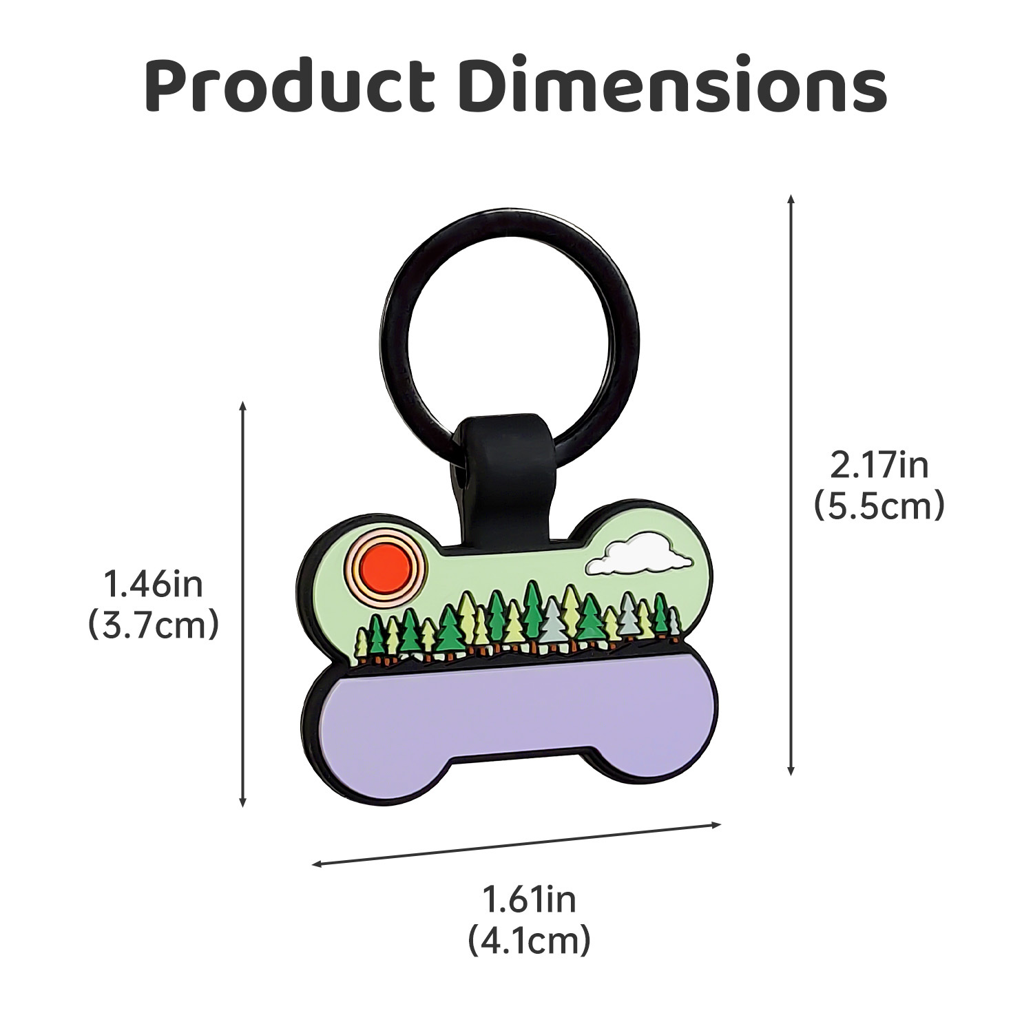 TEMU Flexible Silicone Dog Bone Pet Id Tag, Lavender & Sage Forest Landscape Design Double-sided Engravable Contact Details Badge For All Dog Breeds