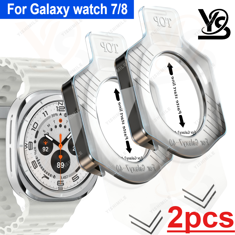 TEMU [newly Upgraded] 2pcs -alignment Watch Tempered Glass Screen Protectors For Galaxy Watch7/8 Ultra (40mm/44mm/46mm/47mm), Anti Oil Stains, New