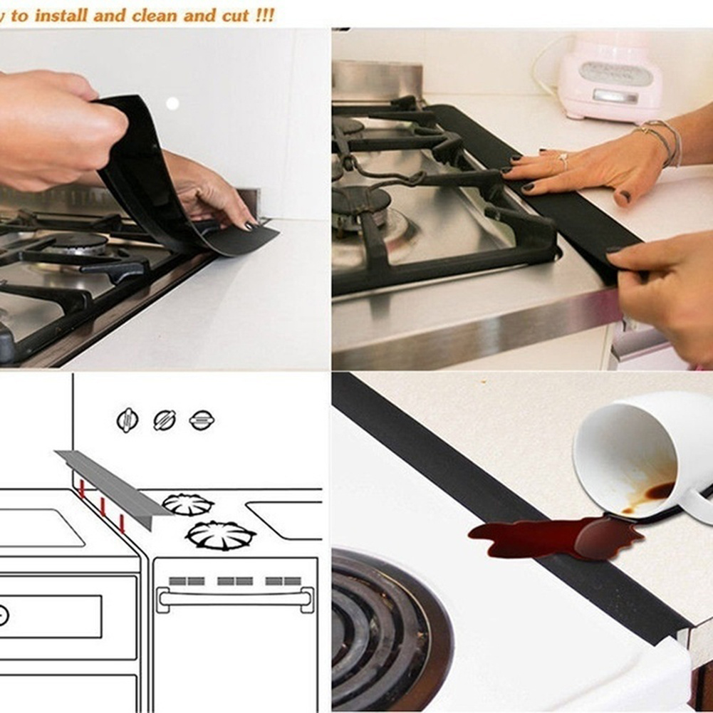 1pc silicone kitchen stove   cover oil dirt resistant sealing strip for gas stoves non food grade material details 13