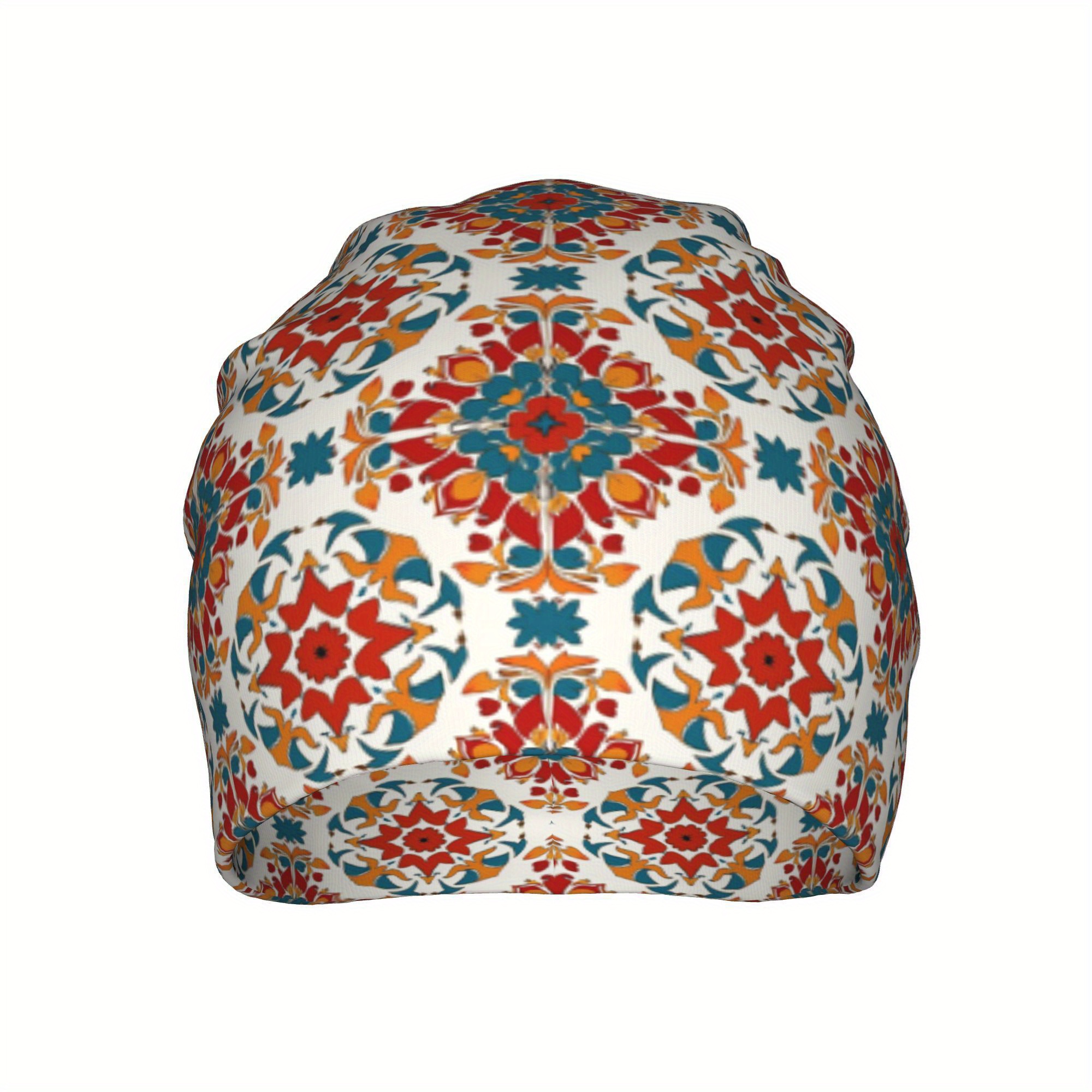 Stylish Floral Pattern Hat Set with Beanies & Earmuffs