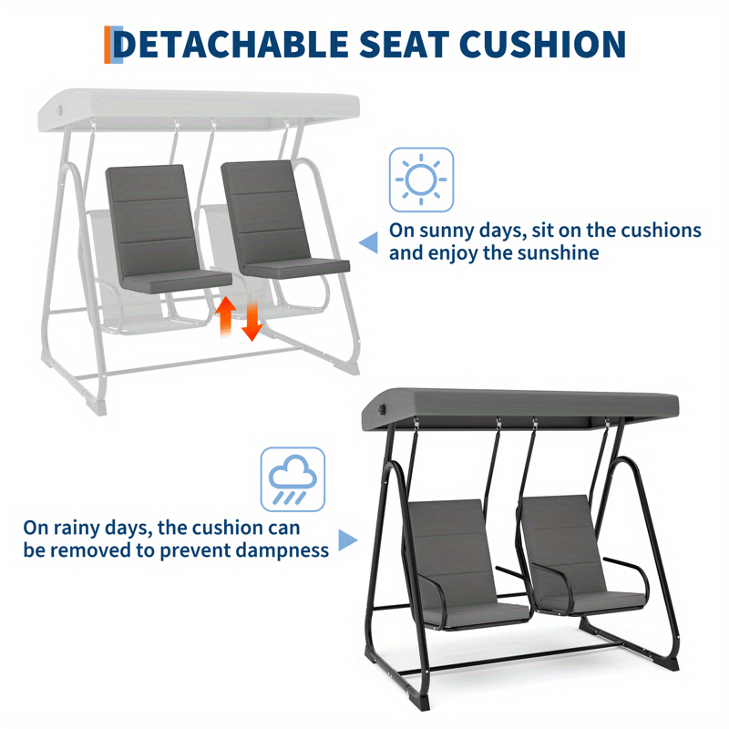 heavy duty outdoor 2 person glider swing chair with stand patio garden porch rocking chair all weather construction easy assembly for couples patio deck or backyard relaxation modern   patio furniture sleek style durable construction couples seating Product details 1