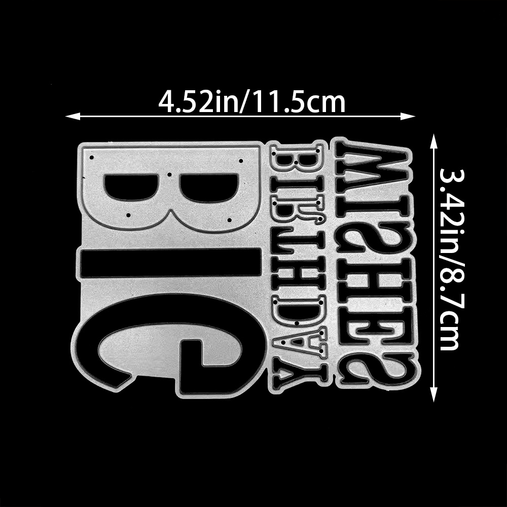 TEMU Big Birthday Wishes Metal Cutting Dies, Carbon Steel Embossing Stencil For Birthday Card Making, Scrapbooking & Crafts