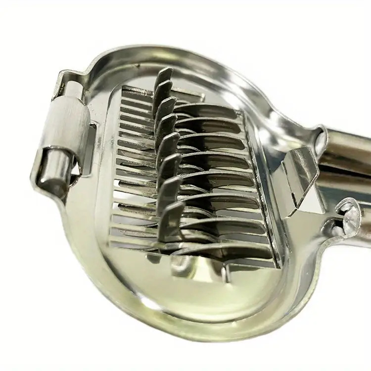 stainless steel manual heavy-duty kitchen chopper with ergonomic handle & sharp blades - heavy-duty 304 stainless steel construction, manual operation for chopping vegetables, herbs, garlic, ginger, onion, meat, cheese, nuts - easy- , no electricity needed, compact & portable for home & outdoor use - ideal for camping, picnics, small kitchens - durable & hygienic food processor alternative - versatile for slicing, dicing, mincing, grating - sturdy base for stability Product details 3