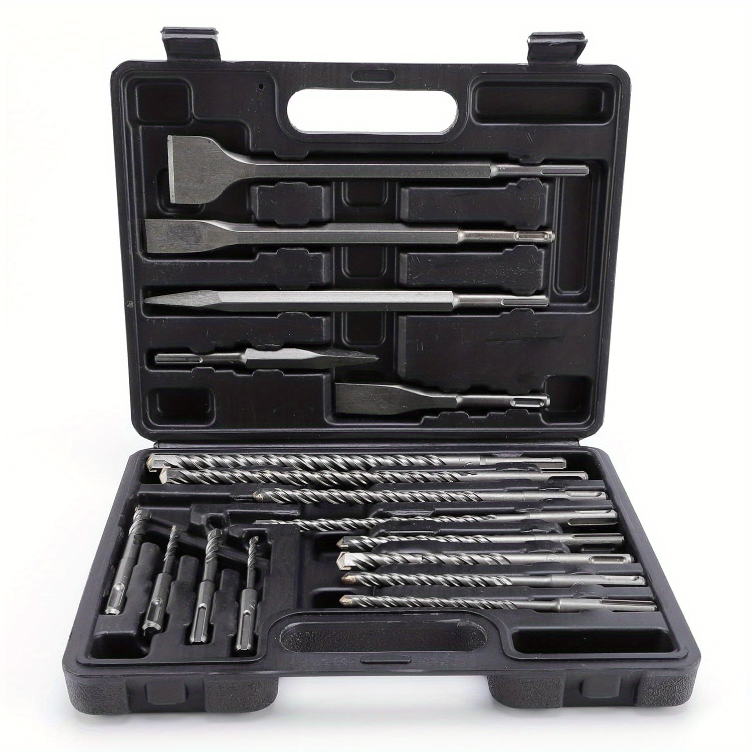 TEMU 17pcs -tipped Sds Plus Drill Bit & Chisel Set Suitable For Concrete, Stone, Brick Masonry With Storage Case - Professional Drill For,