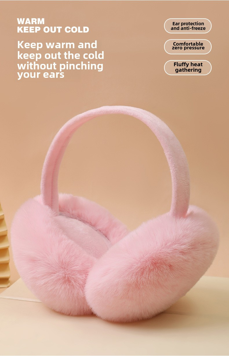 Winter Warmth Knit Fabric Earmuffs, Polyester Fuzzy Ear Warmers, Foldable Ear Protection, Fitted Style, with Hand Wash Only for Winter details 7