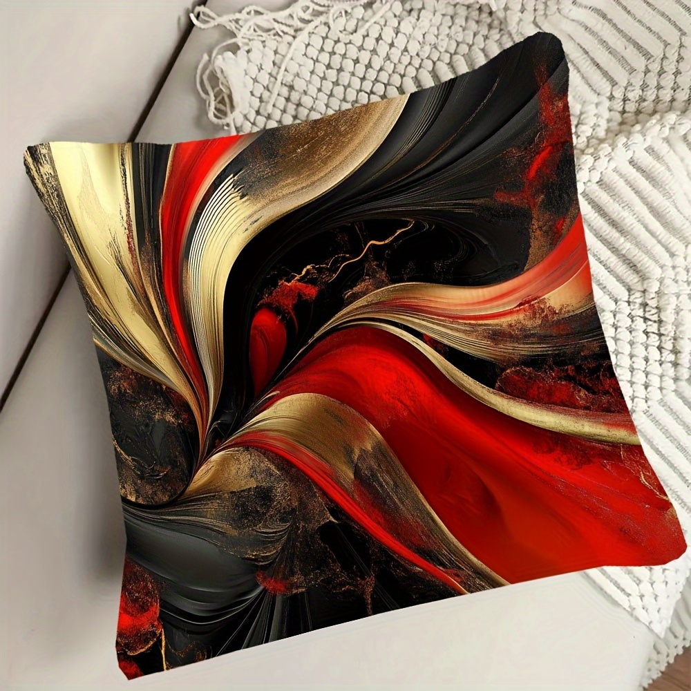 TEMU 1pc Of, Artistic Flow! An Abstract Color Pillowcase Made Of Soft And Smooth Polyester Short Plush Fabric, Featuring A Single-sided Print,