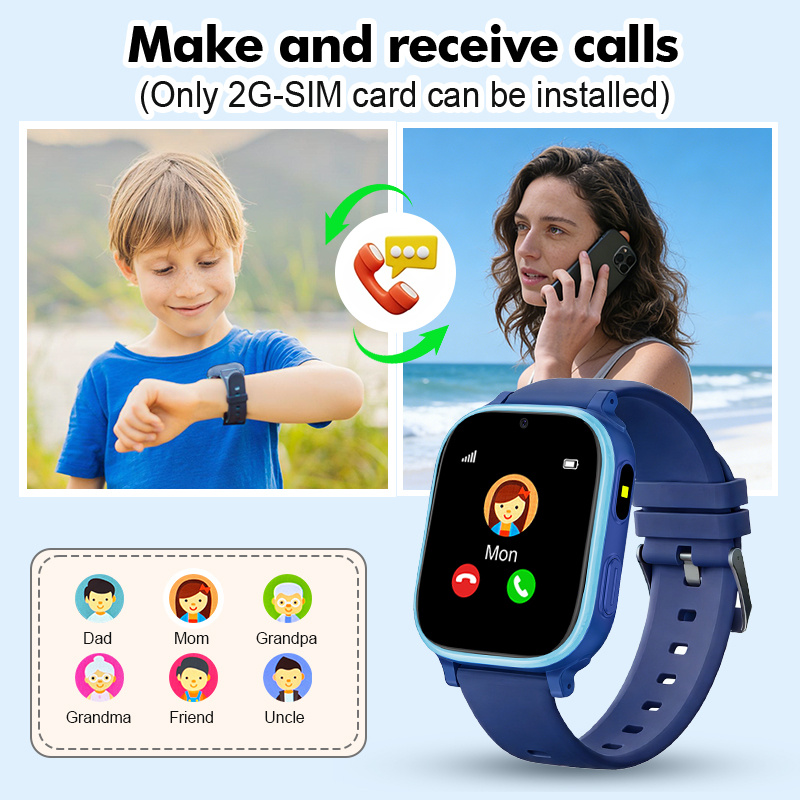 Smartwatch, Smartwatch Telefoon voor Meisjes Jongens met SOS Oproep, 4.65 cm HD Smartwatch Kinder Fitness Tracker Jongen Meisje 31 Spelletjes Camera Stappenteller Wekker Kerst- en Verjaardagscadeaus