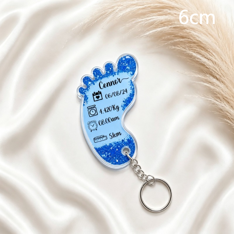 TEMU 1 Custom Acrylic Keychain With , Engravable With Name, Date, Weight, Time, And Height. A Commemorative Key Ring, A Precious Gift For Parents , A