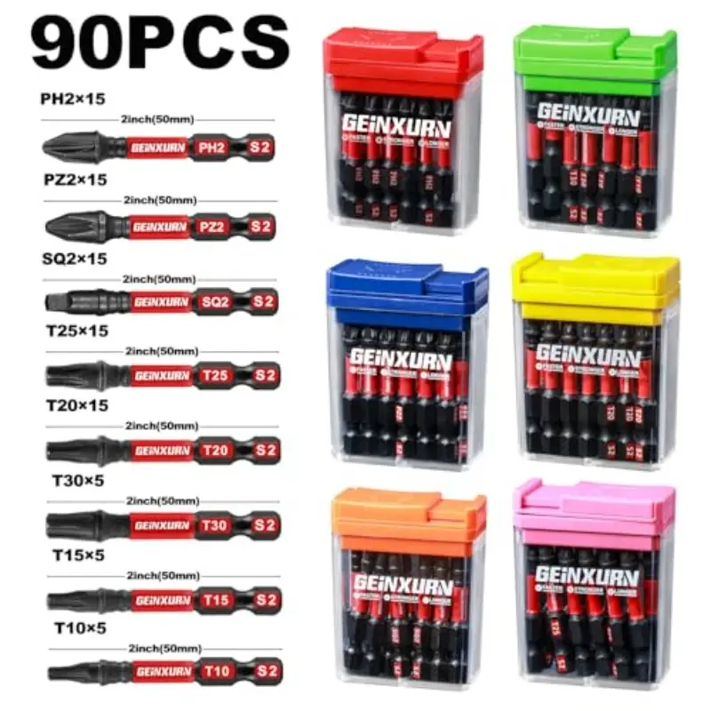 90pcs heavy-duty impact screwdriver set with magnetic tips - impact-resistant case, ph2, pz2, sq2, t10, t15, t20, t25, t30, s2 bits - for professional & diy projects - organized storage box (no power required) - ideal for electricians, , mechanics, , screwdriver set magnetic, electric screwdriver set, screwdriver all in one, flat screwdriver, mini screwdriver set, professional toolkit, mechanic tools, compact , sturdy construction, steel bits, detailing Product details 1