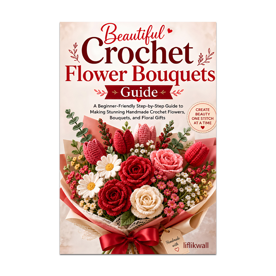 TEMU 1 2d Flat Beautiful Crochet Flower Bouquets Guide Manual, A Beginner-friendly Guide To Making Stunning Handmade Crochet Flowers, Bouquets, And