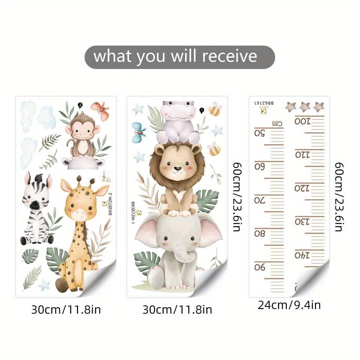 Removable Pvc Cartoon Animal Wall Height Sticker For Kids Room Nursery, Home Decoration Bedroom Growth Measurement Tool Wall Art Decals, Room Wall Decor