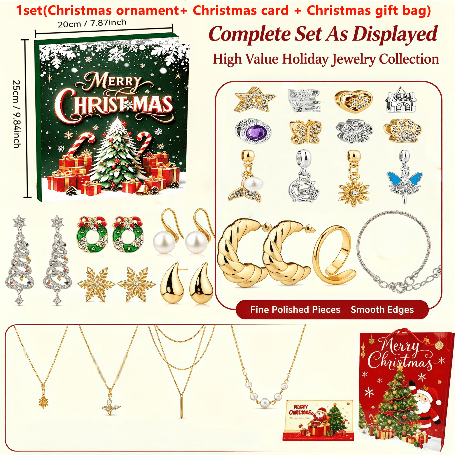 Christmas Countdown Advent Calendar Decoration Set, Gift Box