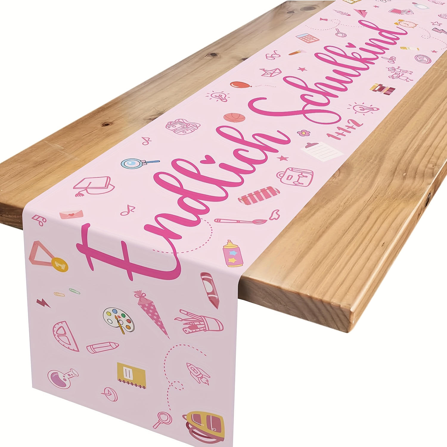 1pc German Table Decoration For Day Of School, Pink School Decoration Table Runner For Party