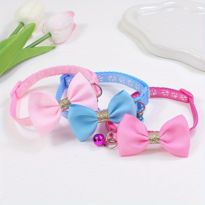 1pc pet collar with adjustable cute bow tie collar design   black gray brown with paw print pattern durable polyester material suitable for small and large dogs and cats for daily use and special Product details 7