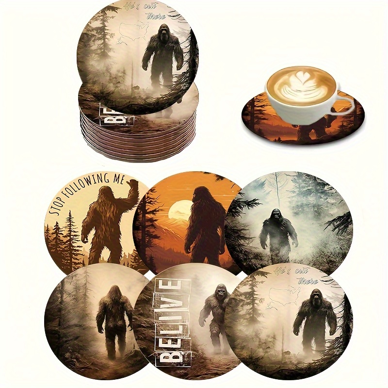 TEMU 6pcs Theme Wooden Coaster Set- Hand Washable, Heat-resistant Table Mats With Non-slip Design, Suitable Beverages- Home And Office Decoration,