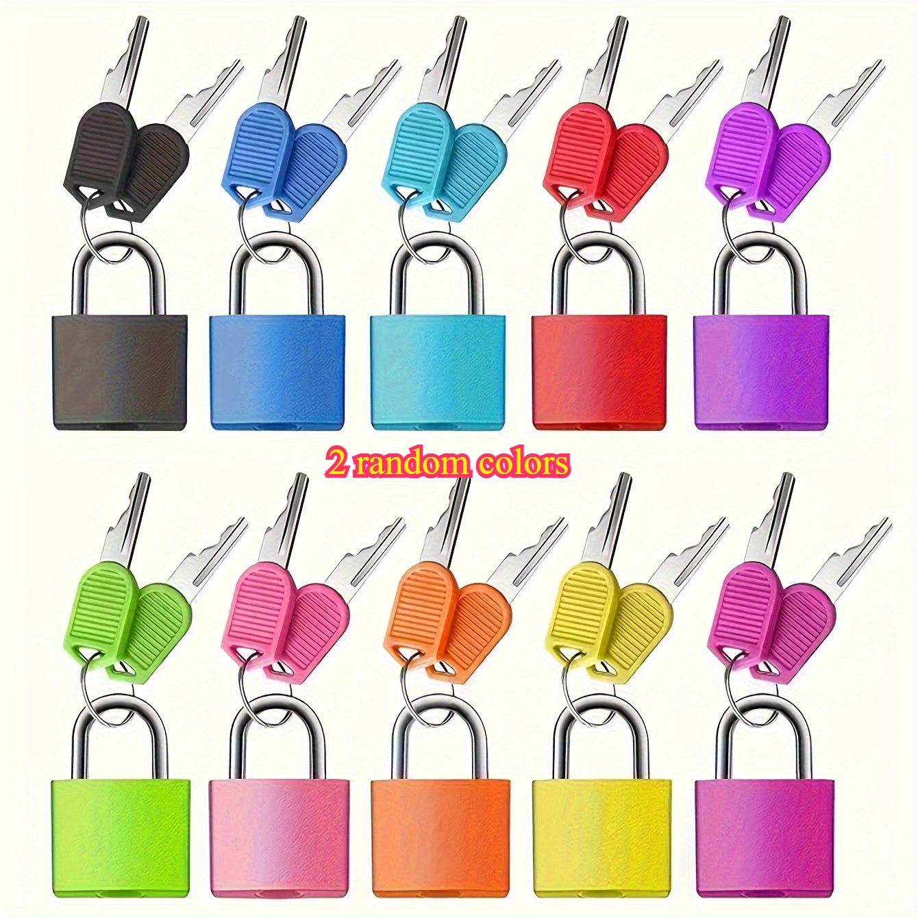 TEMU Set Of 2 Small Padlocks In Random Colors, With Keys. Suitable For Suitcases, Backpacks, Gym Lockers, Travel Cases, Classroom Games, Etc. Height