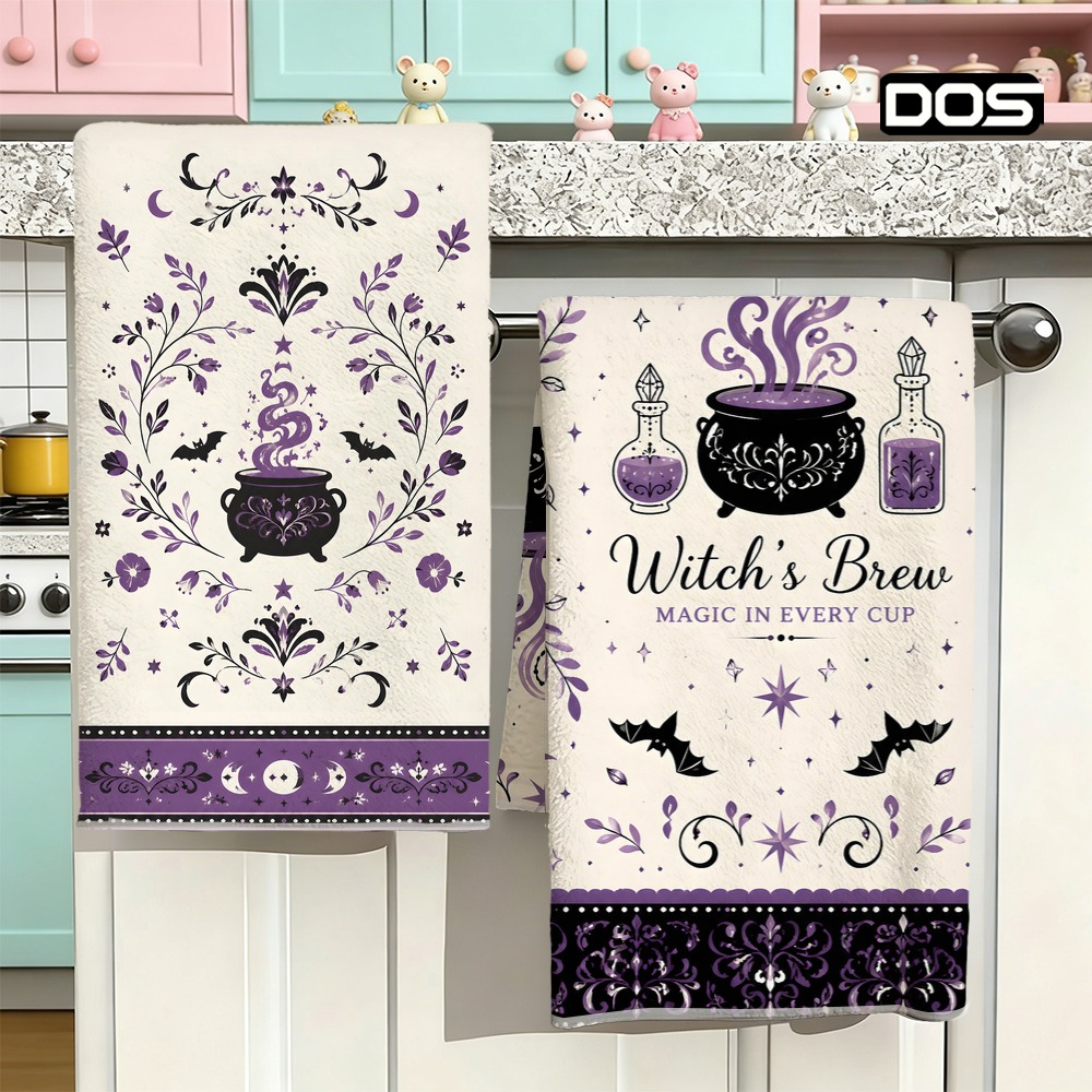 TEMU 2pcs Kitchen Towels, Soft Absorbent Microfiber Tea Towels, Decorative Housewarming/birthday Gifts For Mom, , Neighbors, Halloween Kitchen Towels
