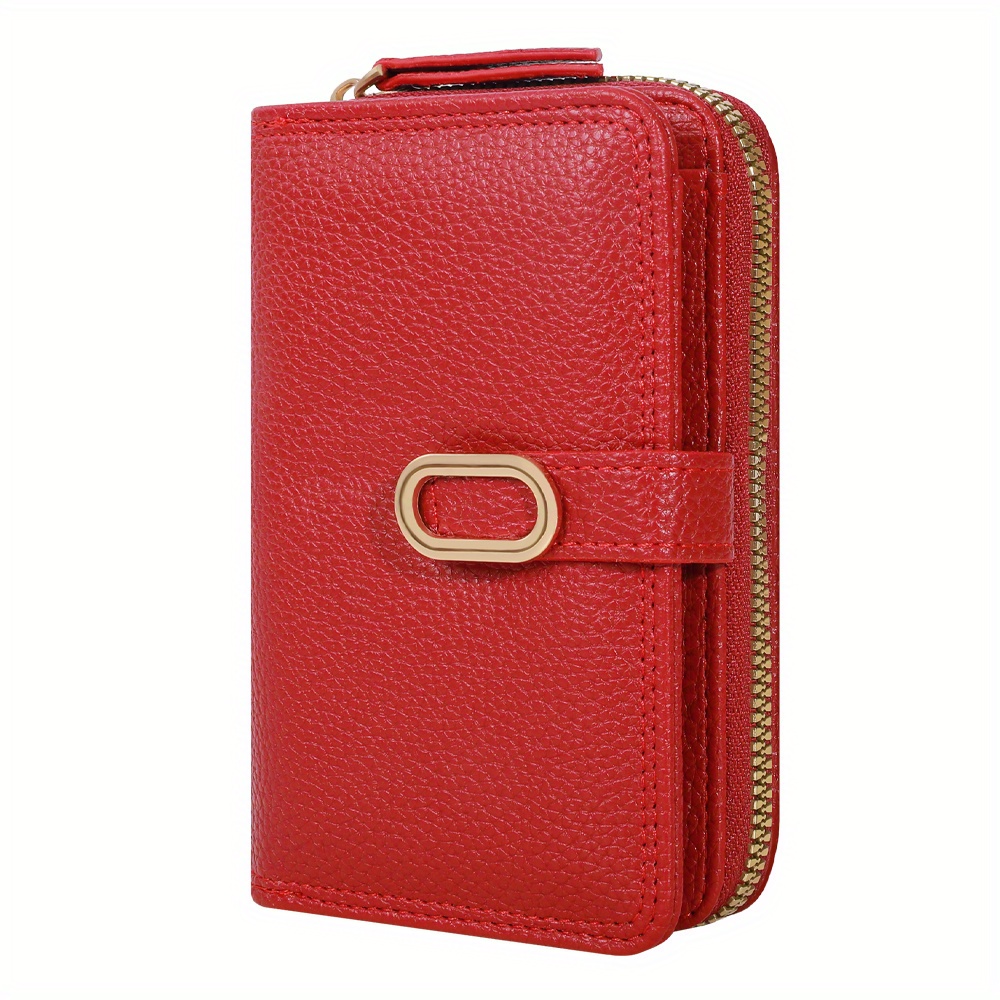 Image of Women's Travel Wallet Multifunctional Zipper Retro Style Credit Card Holder, With Multiple Id Slots, Valentine's Day Gift And Daily Use