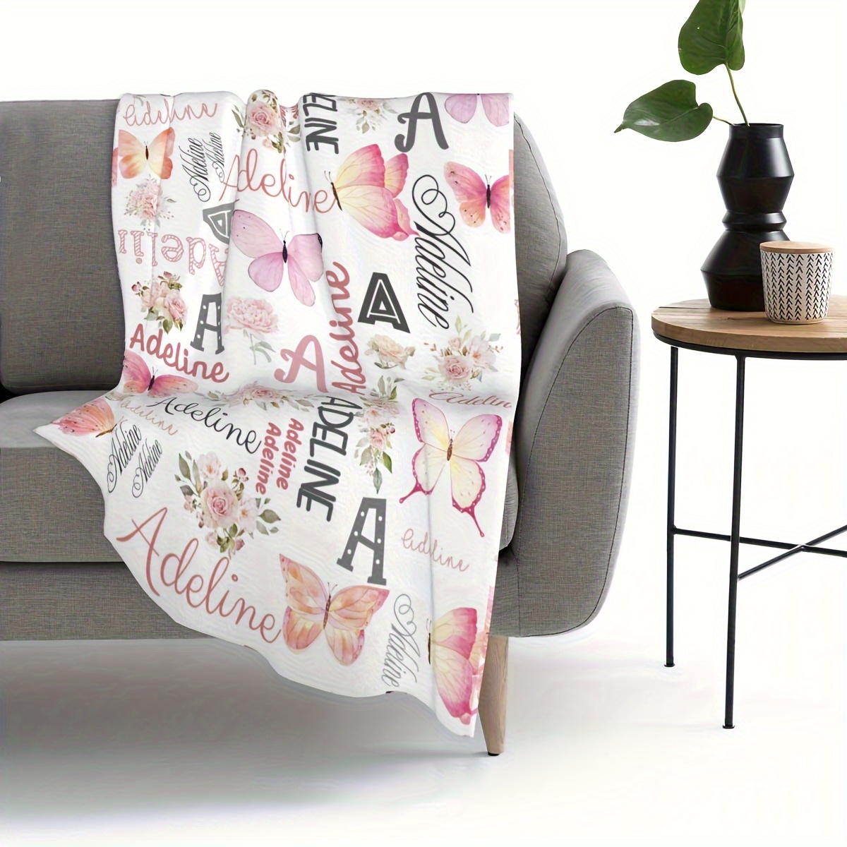 TEMU 1 Personalized Custom Name Blanket, Pattern, Decor, Soft And Warm Flannel Blanket, Suitable For Sofa, Bed, Travel, Camping, Living Room, Office,