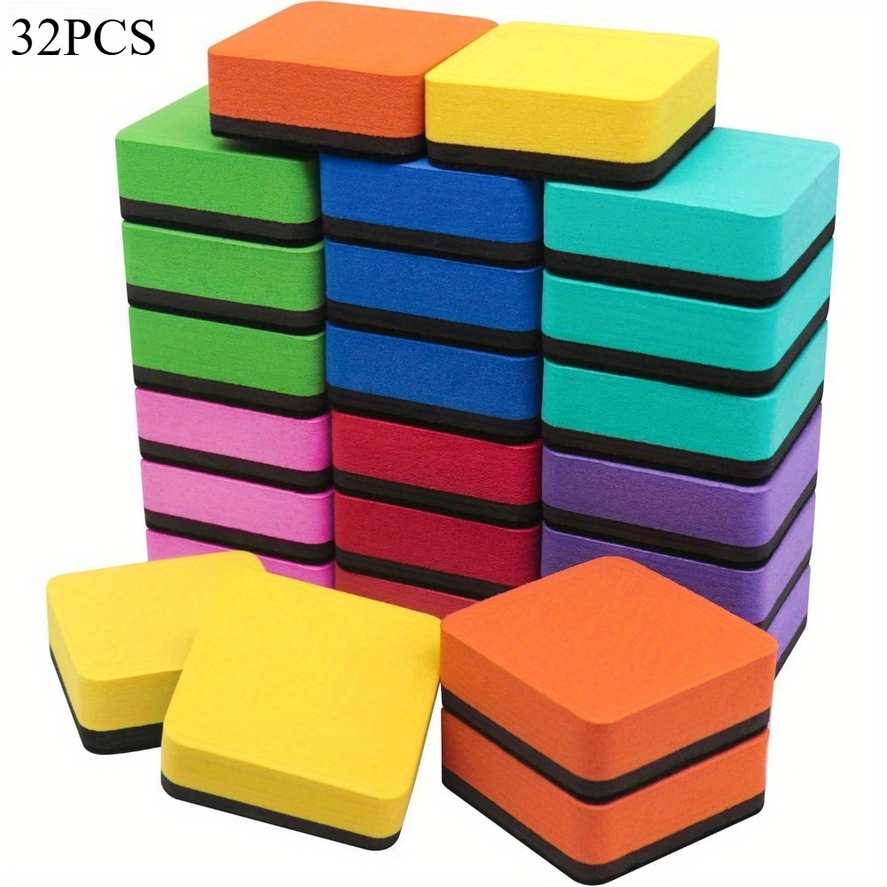 item picture 32pcs dry erase board eraser set suitable for classroom home and office whiteboard cleaners school bulk cleaning kit   stained erasers needed random colors