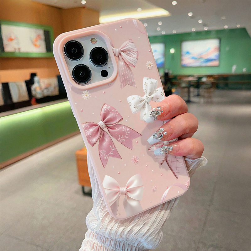 phone case pink cute bow tpu shockproof full - Temu Oman