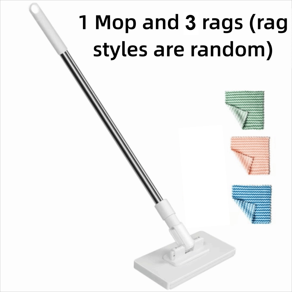 TEMU New With 3 Random Style Reusable Cloths Mop 360Â° Rotating Head Clamping Automatic Mop Clip No-wash Mops Floor Cleaning