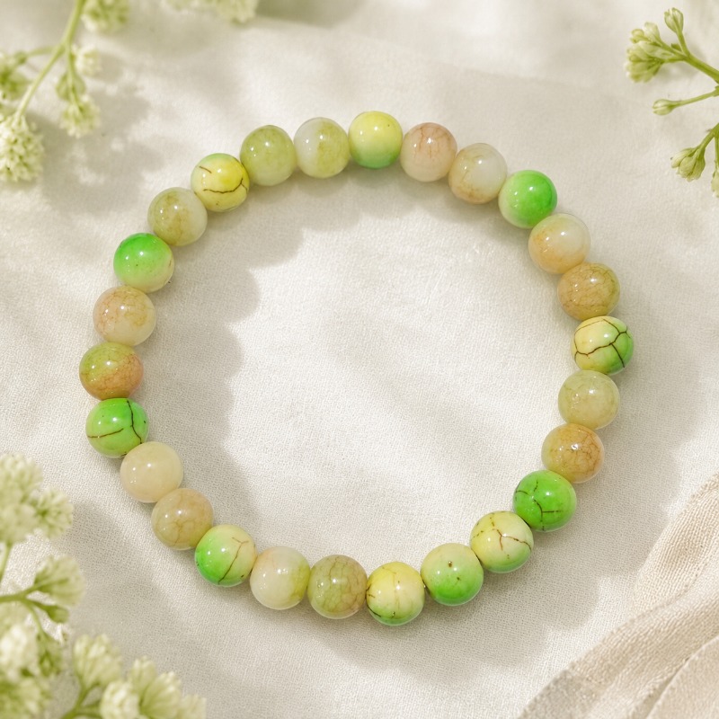 3pc Translucent Round Bead Bracelet Set, Gradient Colors