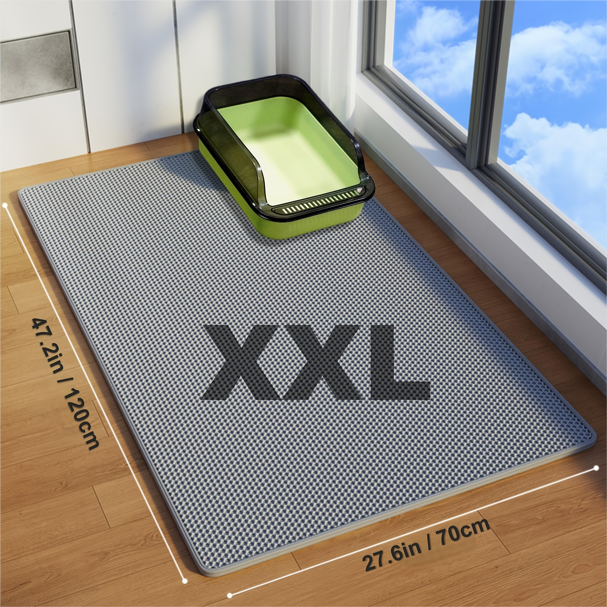 TEMU Extra Large Double Layer Cat Litter Mat, And Leak-proof Eva Material, Prevents Cat Litter From Spilling, Non-slip, Washable,, Odor-resistant,