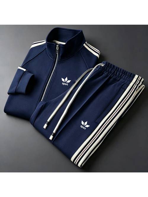 mens 2pcs tracksuit set zip collar casual long sleeve hoodie and sweatpants outfit