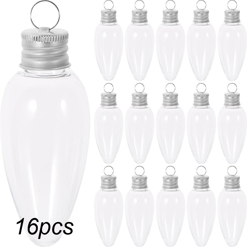 TEMU 16pcs Transparent Fillable Light Bulb Ornaments - Plastic Bulb Candy Jars With Suitable For Christmas Tree Decorations, Fillable For Diy Crafts,