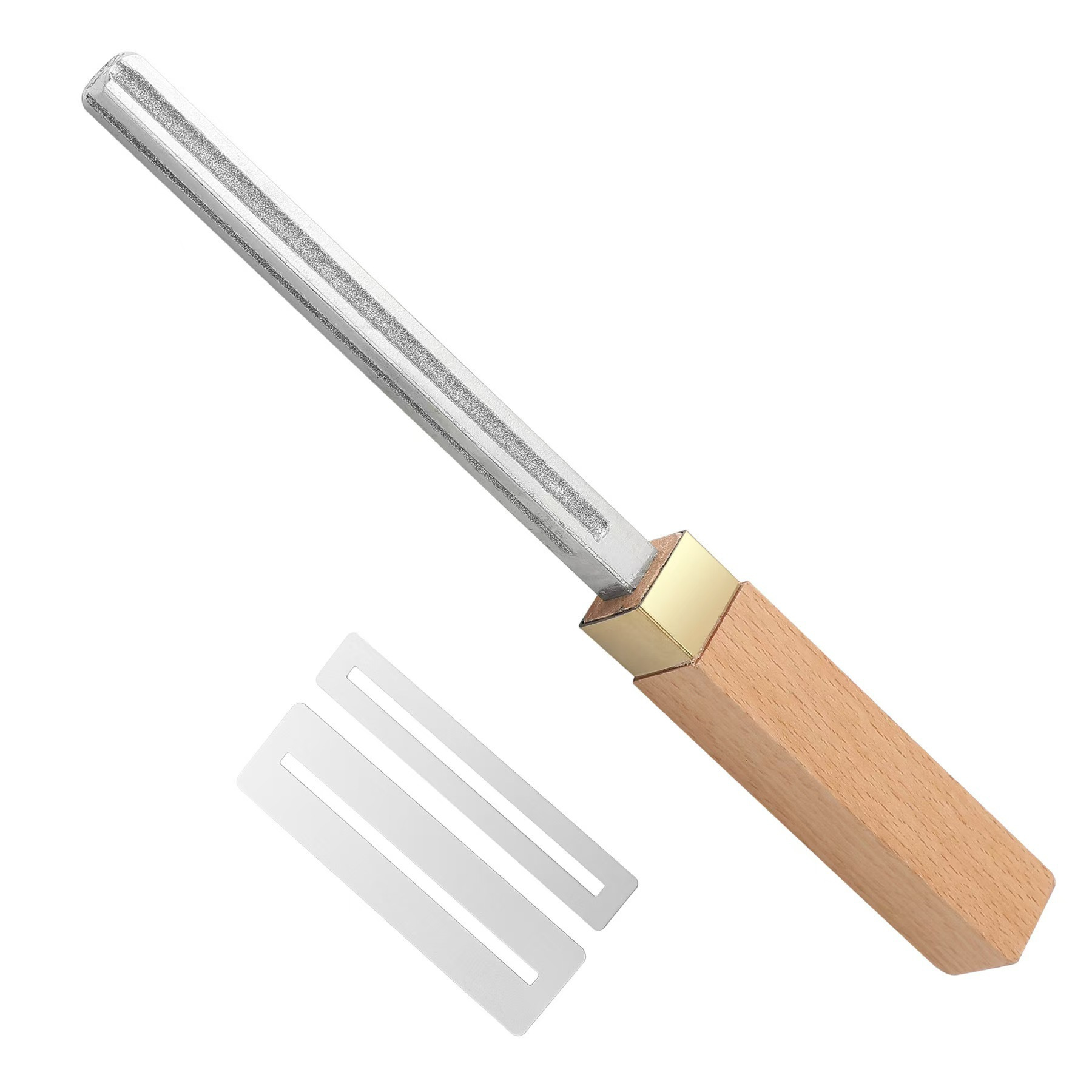 Ff Bonfires Square Guitar Fret File, Fret Crown Edge Thickness Grinding, Wooden Handle, Four-in-one Protective Gasket Tool
